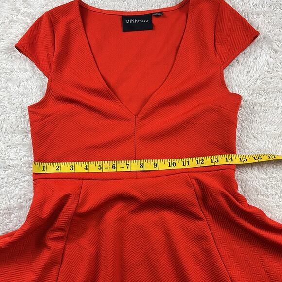 Minkpink red orange fit and flare skater dress, size med - Picture 6 of 7